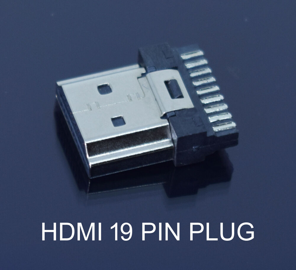 100pcs Nickel Plated HDMI Type A 19pin Male Plug Socket Soldering Connector