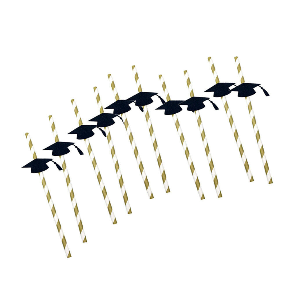 20pcs Yellow Paper Straws Birthday Wedding Graduation Party Straws Decor