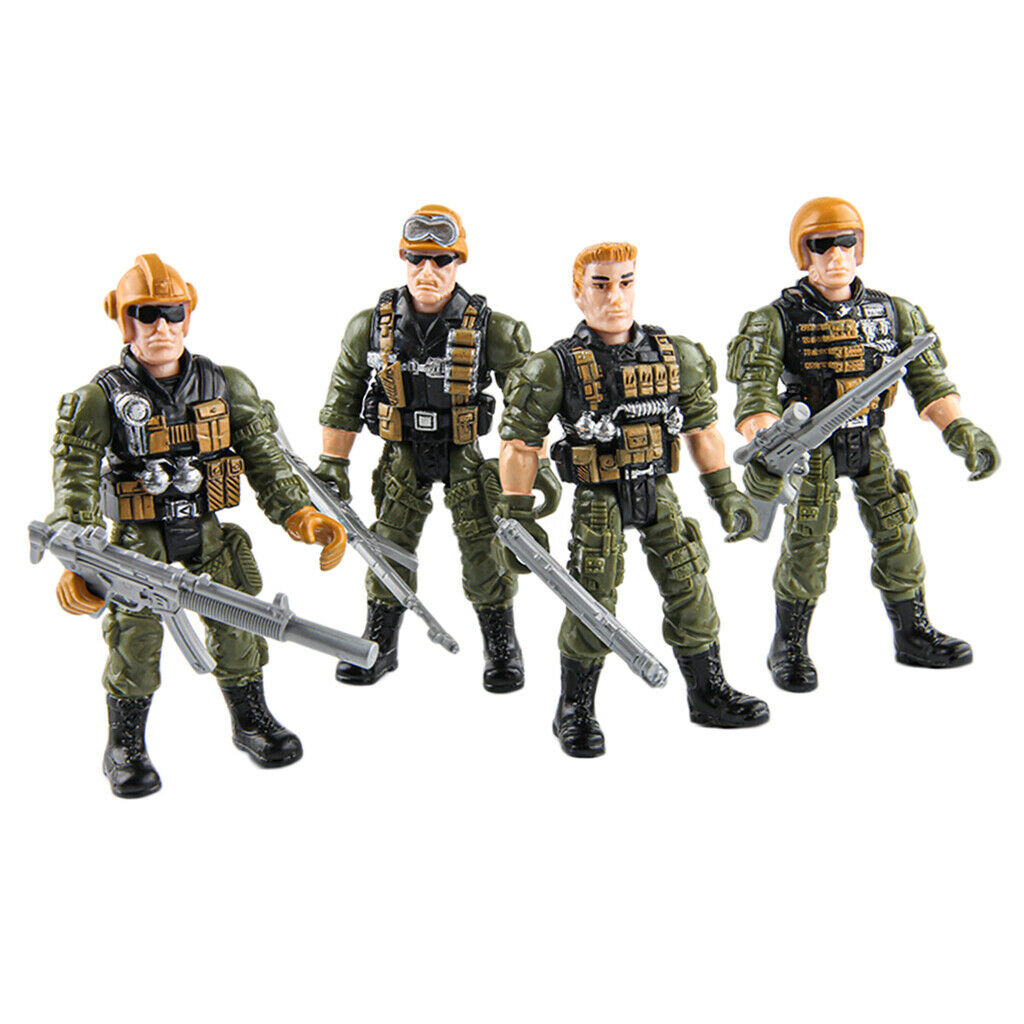 4pcs/set Army Marine Corps Soldier Miniatures Dioramas Gift for Kids Adults
