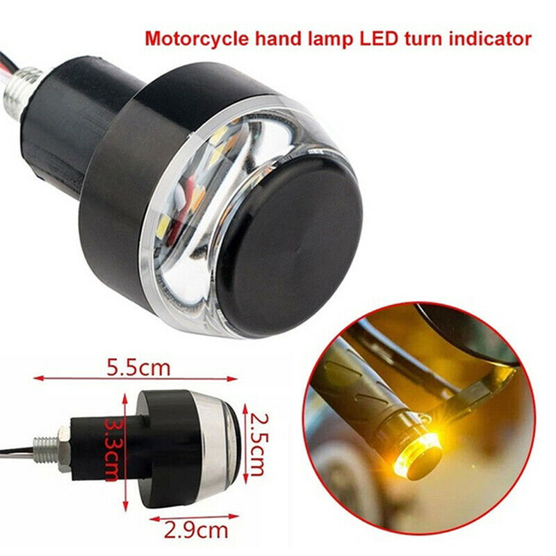 1 Pc LED Motorcycle Handlebar End Turn Signal Light Yellow Indicator FlasWGFSFBD