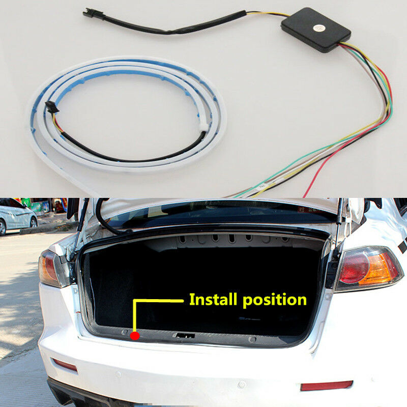 47"RGB Car Rear Trunk Strip Light Tailgate Brake Drive Turn Signal Flow LED Lamp