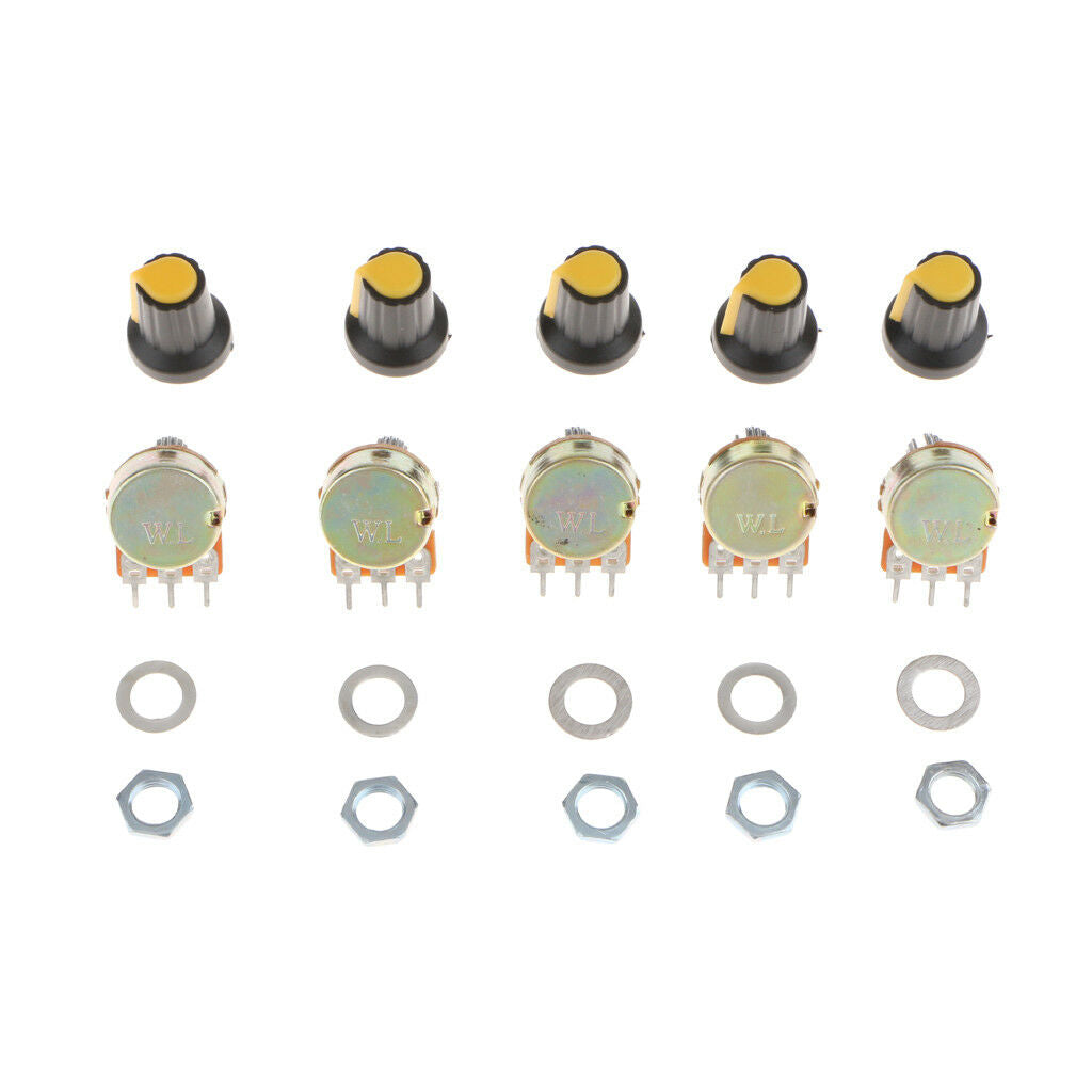 5Pcs 10K OHM Linear Taper Rotary Potentiometer Pot Top Adjustment