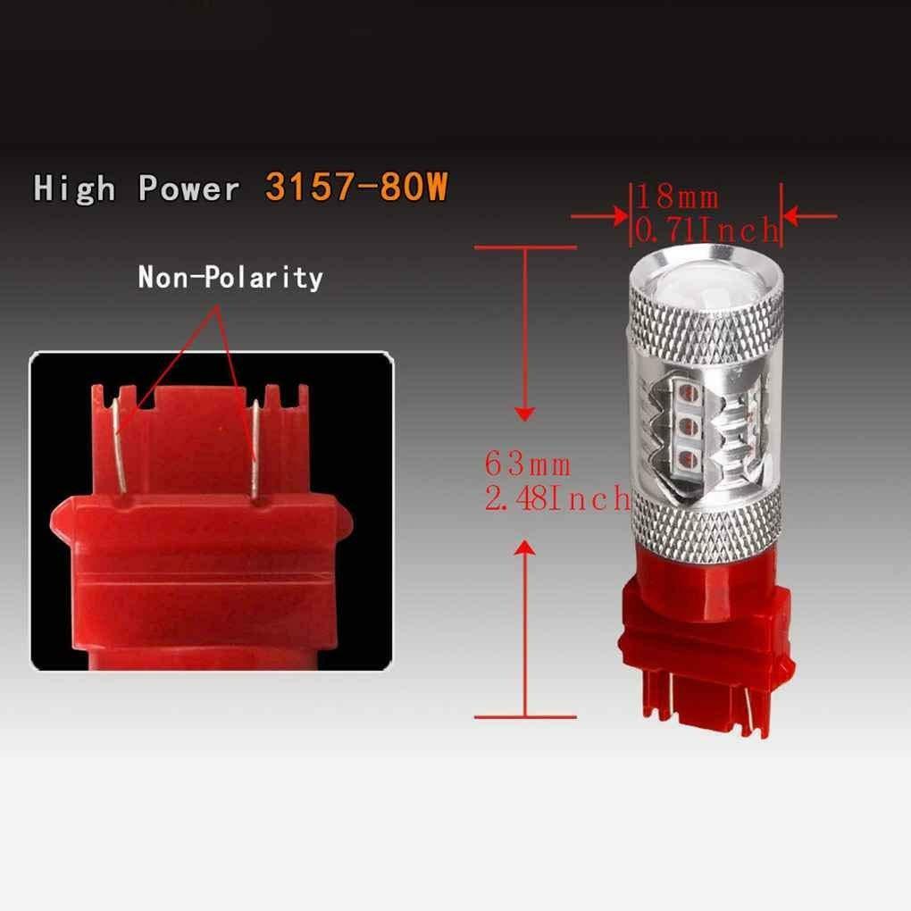 Pure Red Color 3157 80W LED Tail Brake Stop Turn Signal Light 12V-24V DC 2 Piece