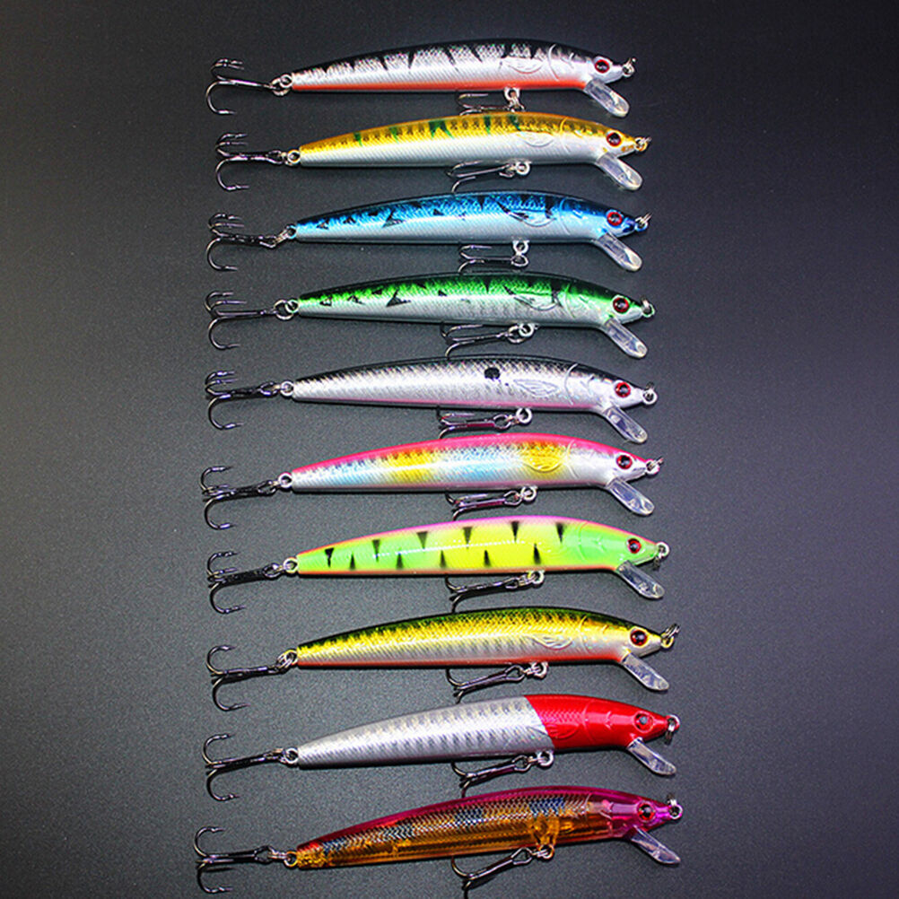 New 10pcs Kinds of Fishing Lures Crankbaits Hooks Minnow Baits Tackle Crank L SJ