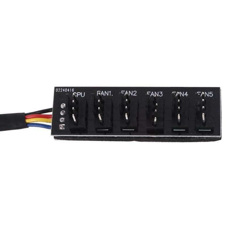 4-Pins 6 Way Hub PC Fan Splitter 6 Way Sleeved Power Supply Cable Adapter