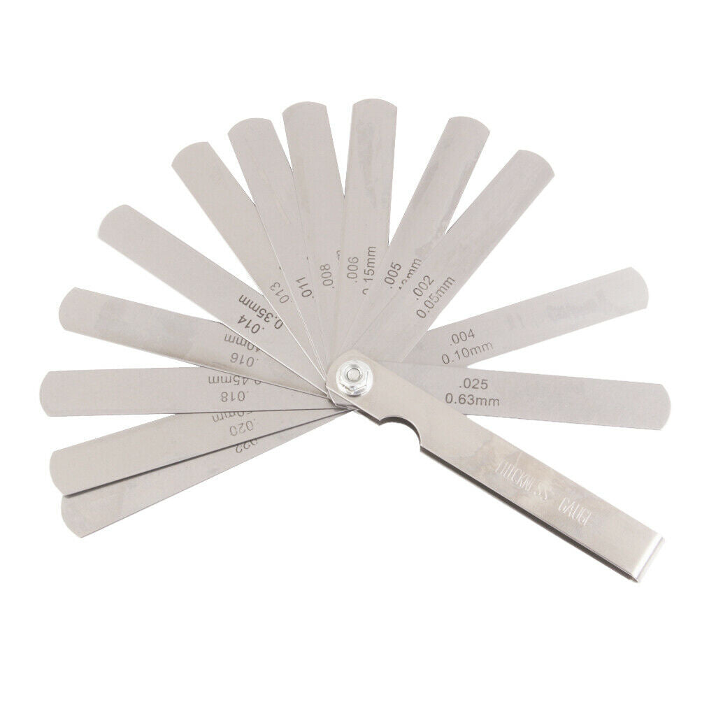 Metric/Inch Feeler Gauge w/ 15 Blades Valves Tools for Valve Spark Plug Gaps
