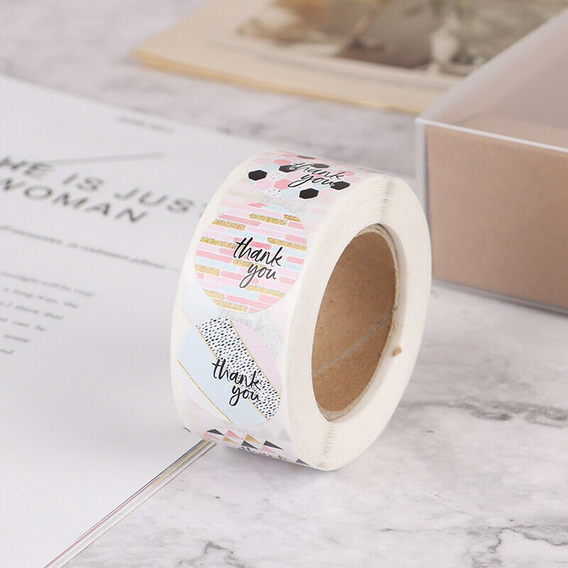 500pcs Round Pink Geometric Pattern Thank You Stickers Seal Labels Sticke.l8
