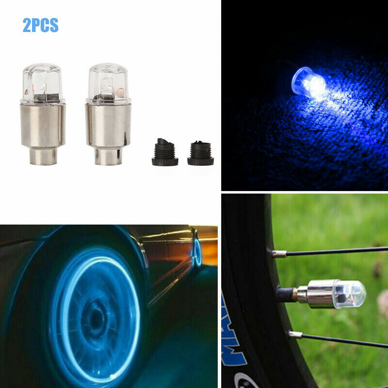 Blue LED Flash Glow Light Lamps Bike Car Motorcycle Wheel Tire Valve Stem Caps