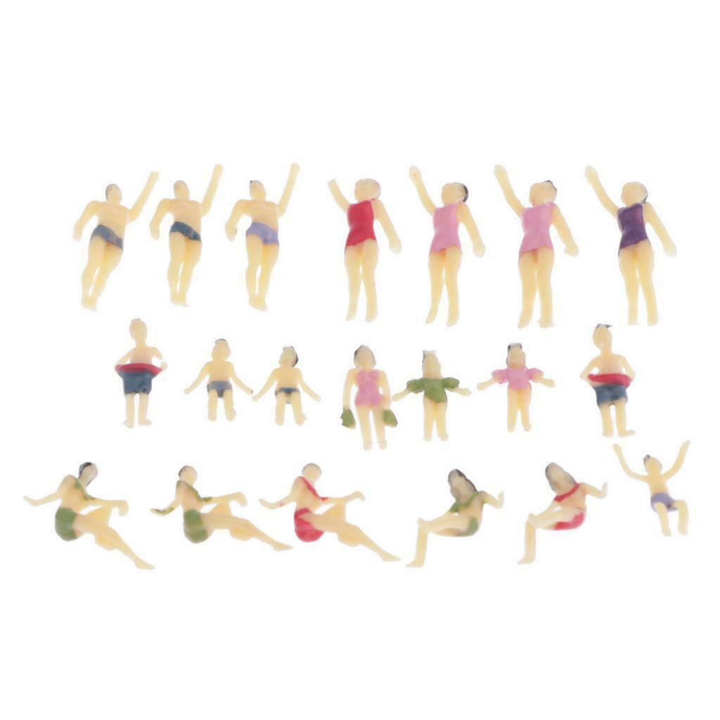 40 Pieces Plastic HO 1/100 Peoples Beach Crowd Set Sandtable Layout Accs