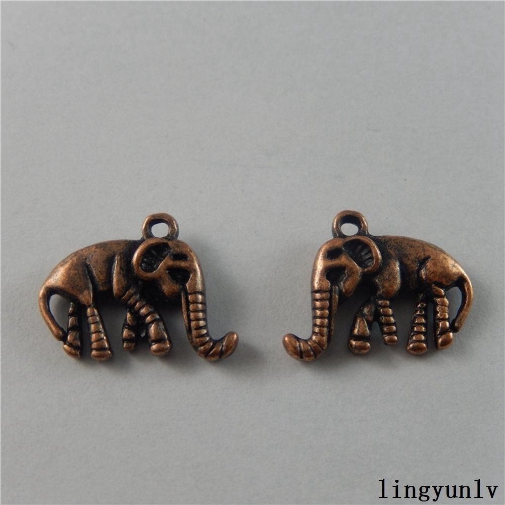 10 pcs Copper Red Elephant Charms Necklace Pendant Alloy Craft Findings 50784