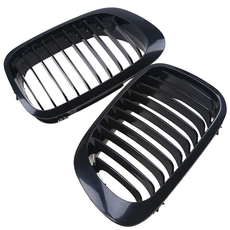 2x Front Kidney Grill Grille Gloss Black For BMW 3-Series E46 M3 Coupe 2000-2007