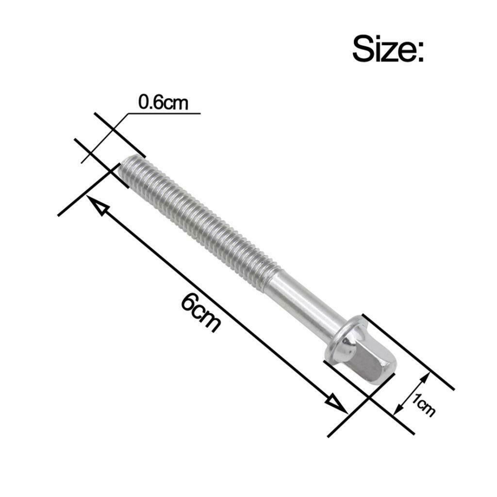 Drum Rods Screws Metal Bolts Percussion Instrument Parts 60x6x10mm
