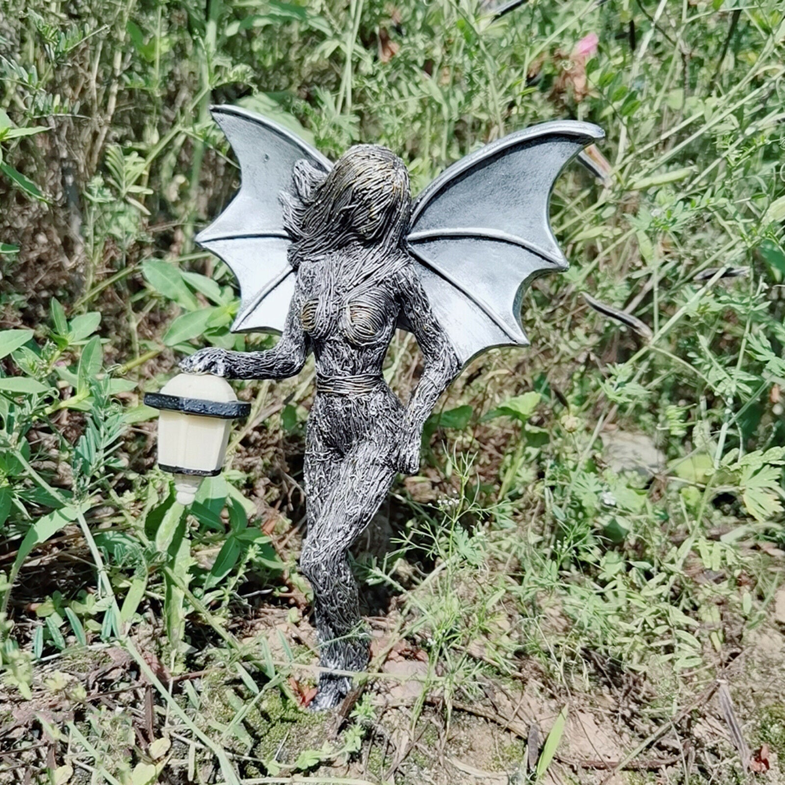 Garden Decor Angle Flower Fairy Statue Luminous Patio Night Light Ornaments