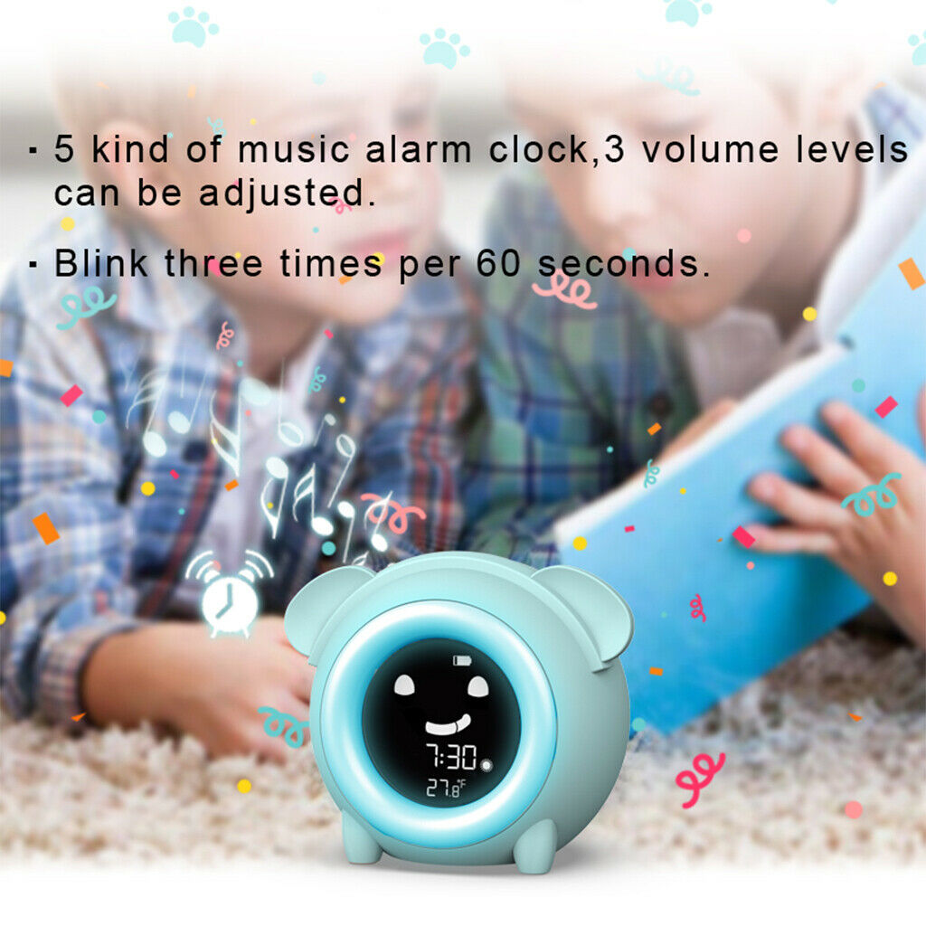 Facial Expression Kids Alarm Clock Digital Clock with 5 Color Night Light