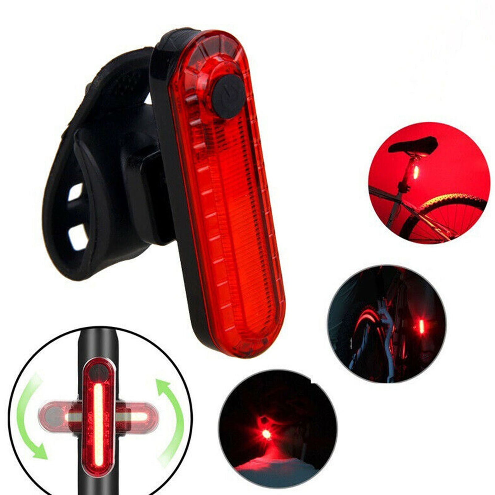2PCS Bicycle Rear Light 2835 LED Bike Tail Lamp Cycling 4 Modes USB Rechargeable