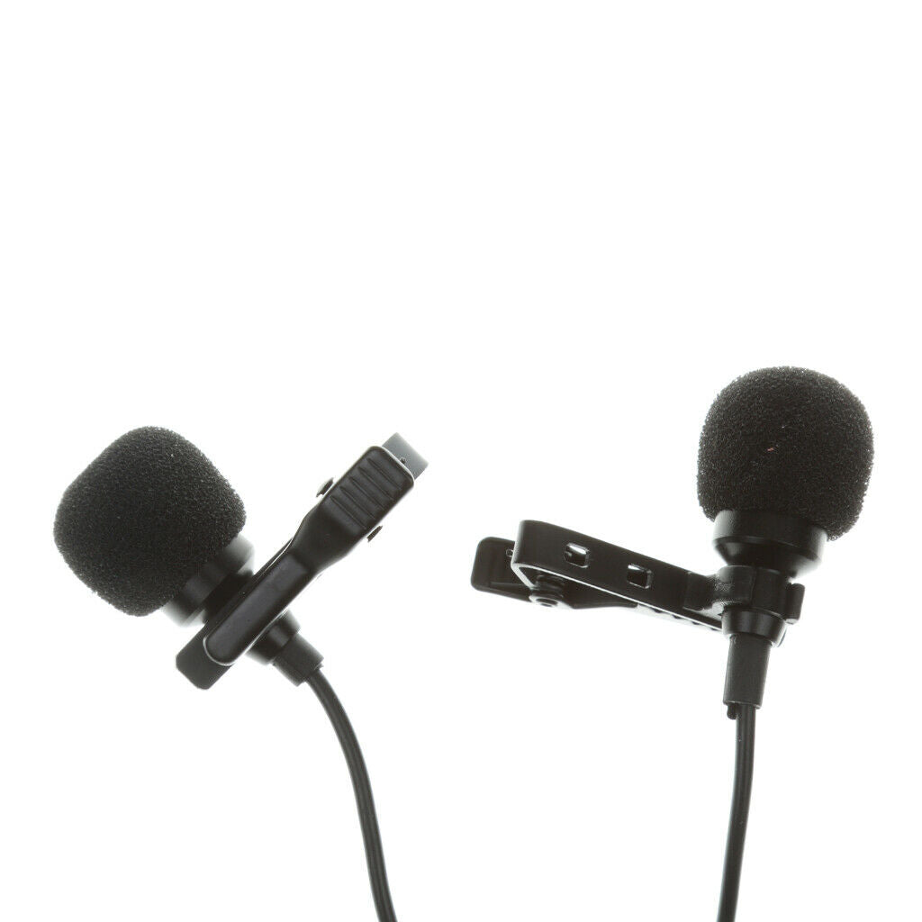 6 m / 19.68ft Dual-head Lavalier Microphone Professional Lapel Collar Mic