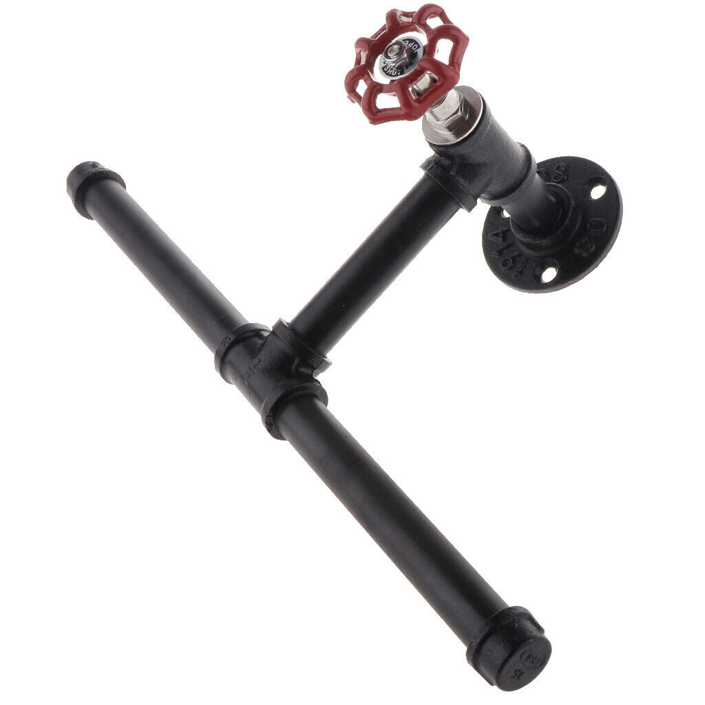 Rustic Industrial Pipe Toilet Paper Holder Wall Mounted Towel Rack Shelf A