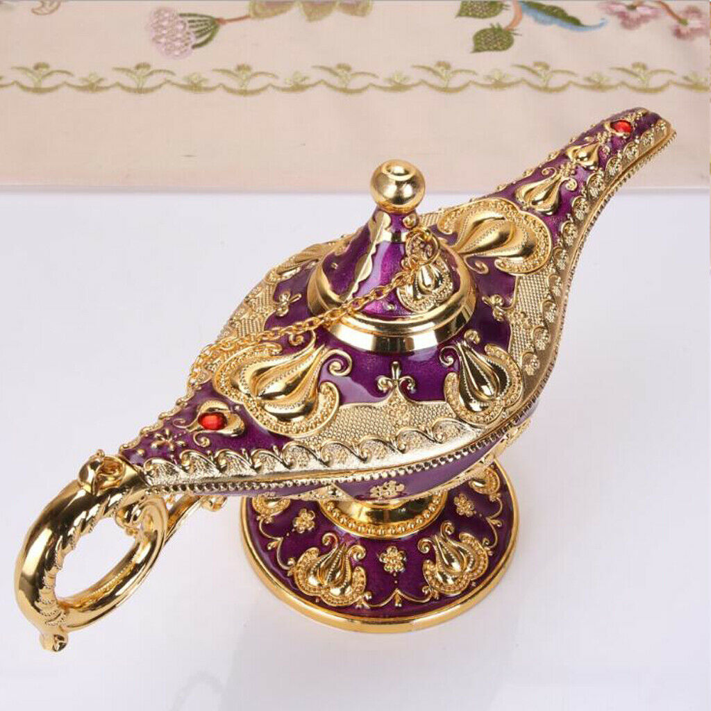2pcs Classic Shiny Aladdin Lamp Metal Genie Lamp Ornament for Home Decor