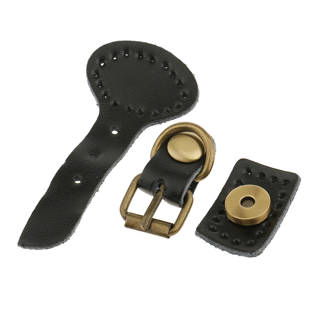 2 Sets Sew On Leather Buckles Magnetic Snap Fastener DIY Replacement For Bag