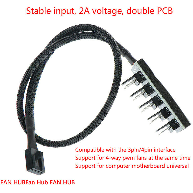 Host PC HUBPower Cable 1Female to 5Male 4Pin Splitter Cable for PWM Cooli.l8