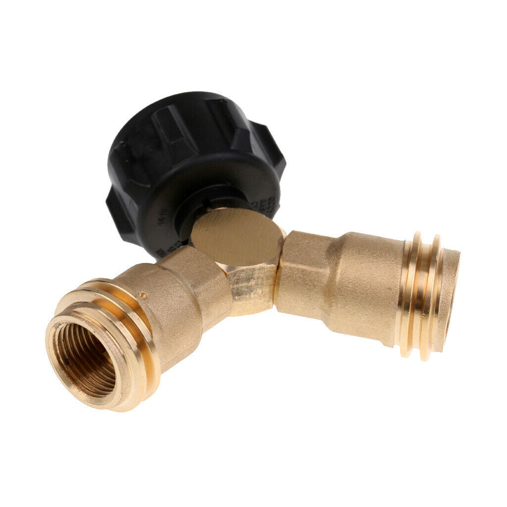 Propane Y-Splitter Tee Adapter Connector Solid Brass With Handwheel