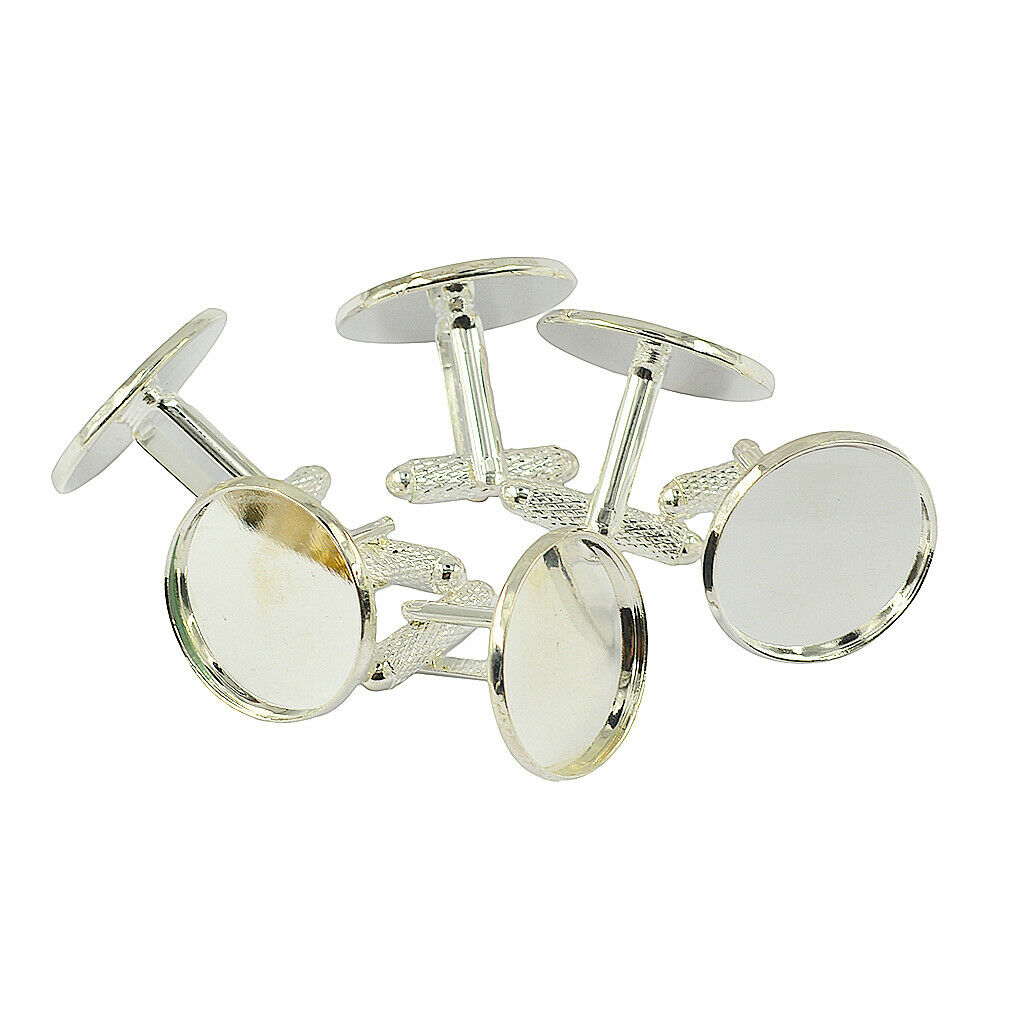 6Pcs Mens Square Round Blank Setting Base Pad CuffLink DIY Cabochon Cufflink