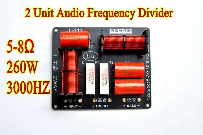 2pcs 260W 2 Way Audio Crossover Filter 2 Unit HIFI Speaker Frequency Divider