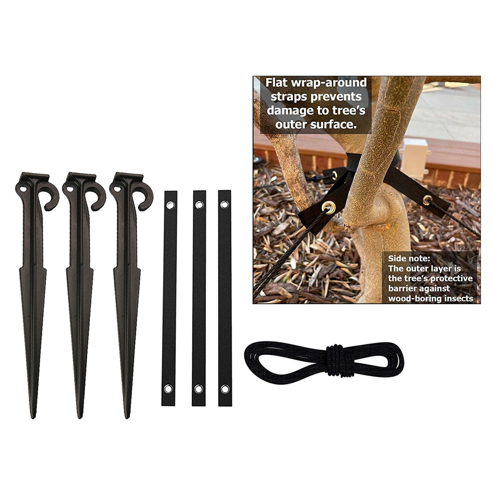 7.8 Inch Garden Stakes Anchors with 3 Tree Strap for Plant Support Fixation