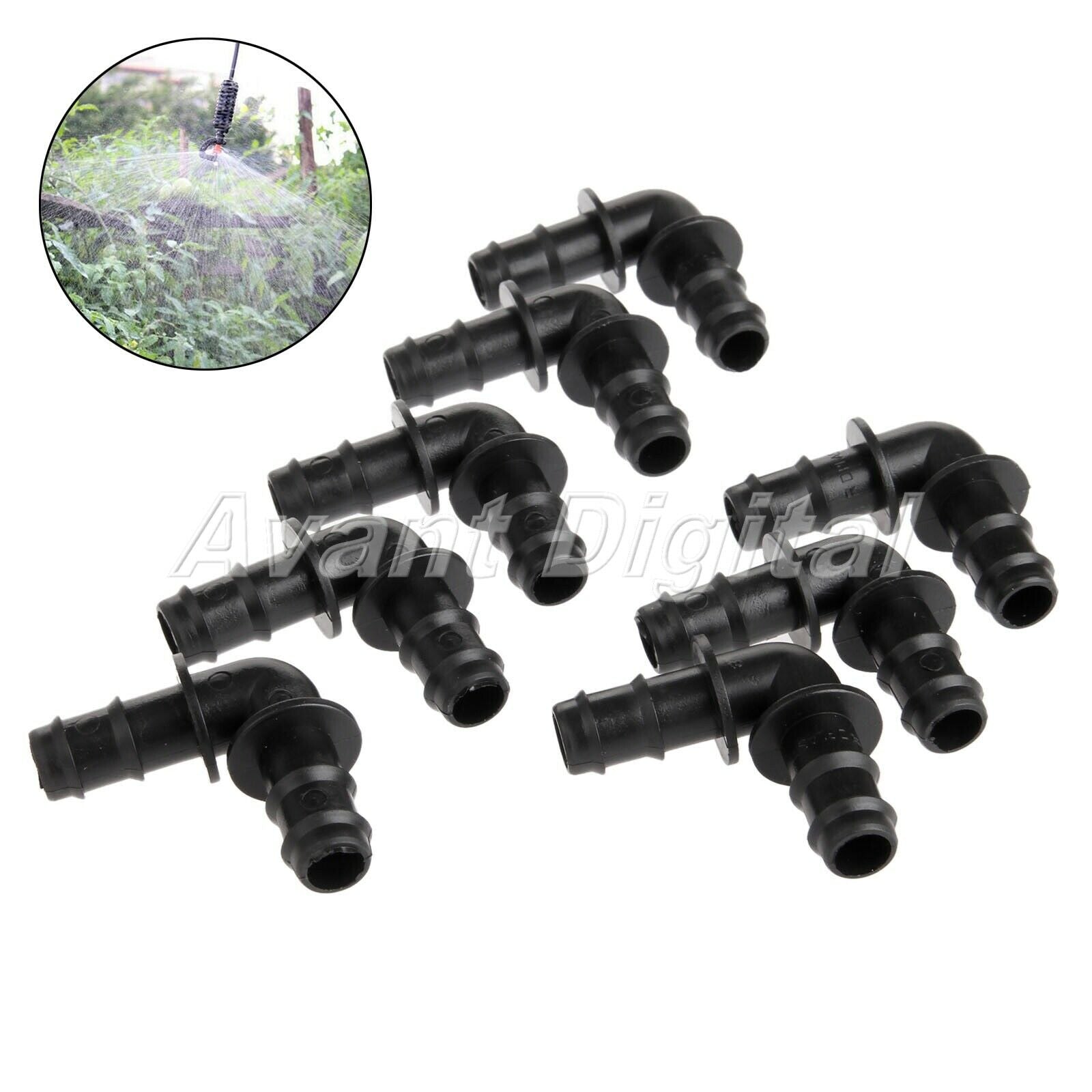 12mm Black Elbow Angle Bend Micro Drip Irrigation Pipe Fortings Connector 20pcs
