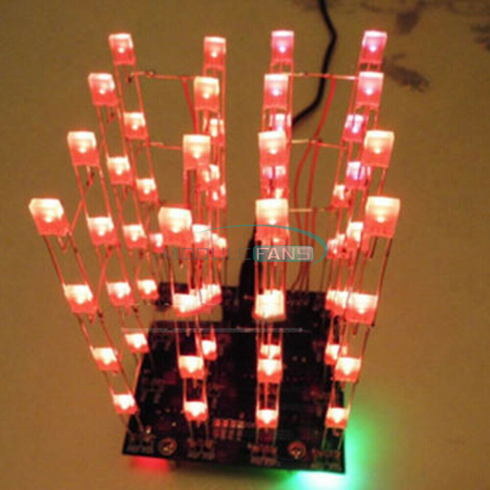 4x4x43D LED Light Squared 2*5*7MM LED Cube LED Red+Blue Ray DIY Kit