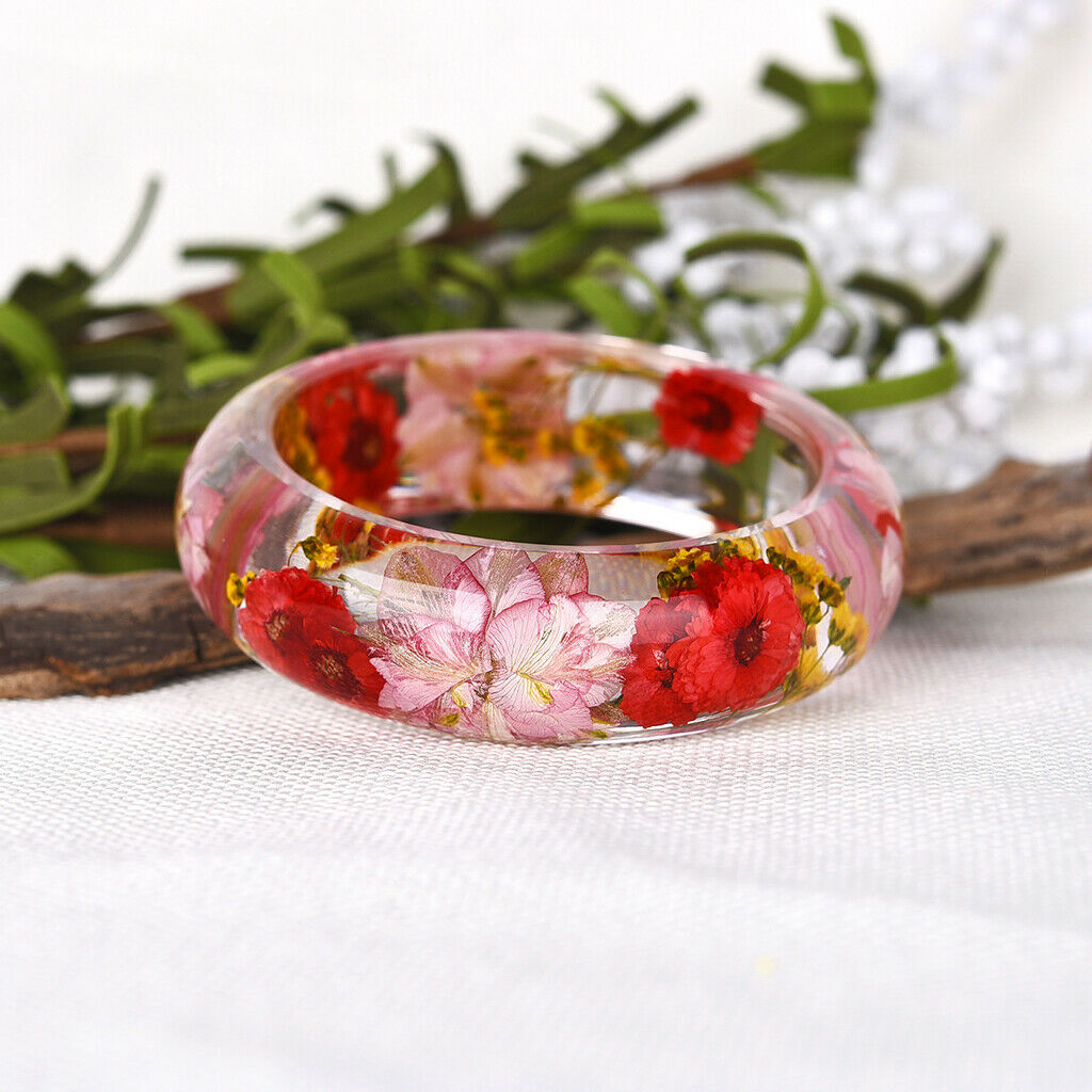 Dry Flower Wrist Bracelet Shiny Clear Bracelet for Woman Gift