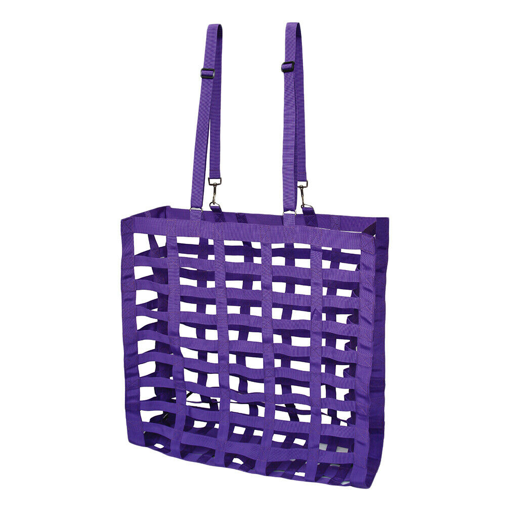 Horse Hay Bag Equestrian Adjustable Slow Feed Hay Net Tote Pouch for Cows Purple