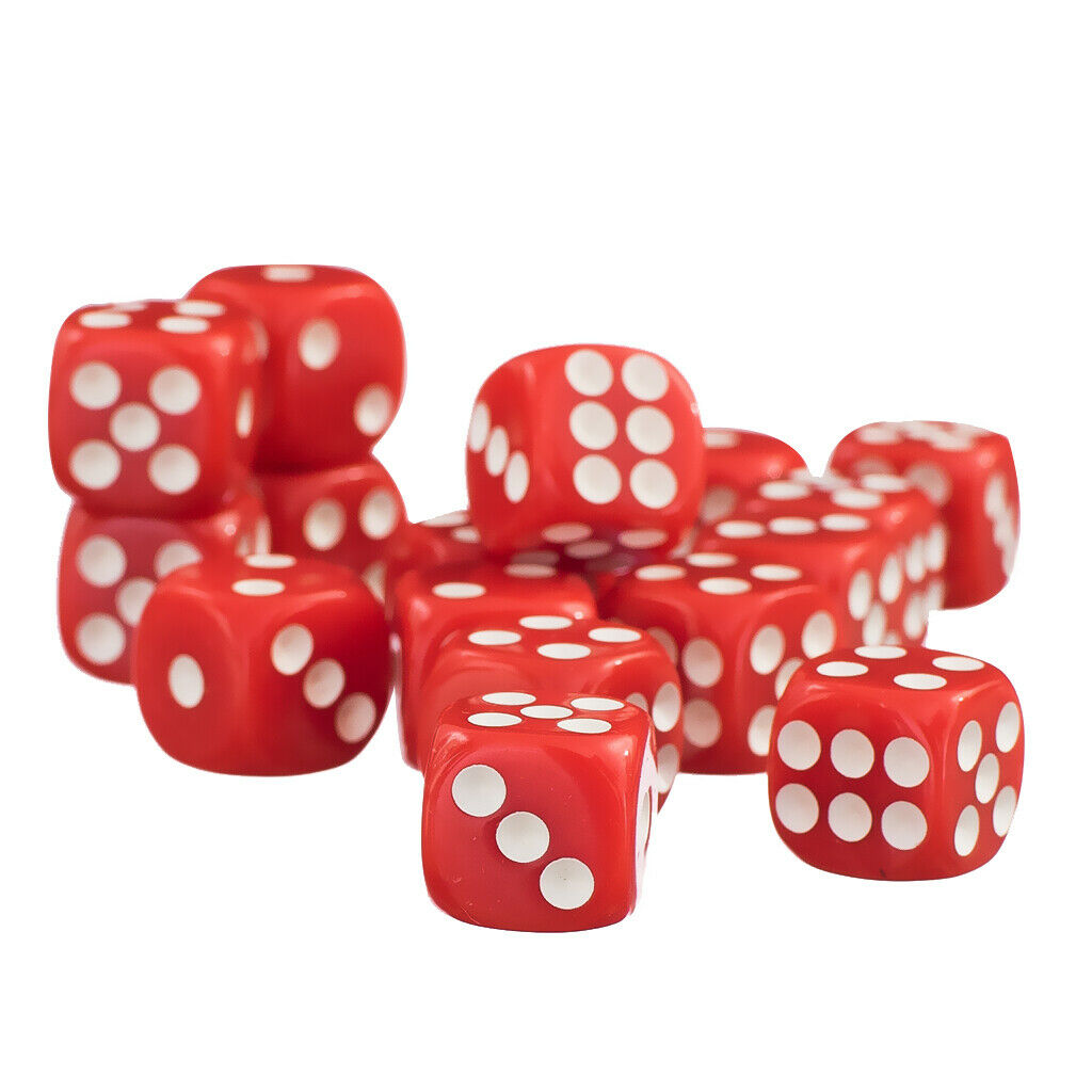 50 Pieces 12mm 6-sided Polyhedral Dices for Table Casino Card Games Supplies