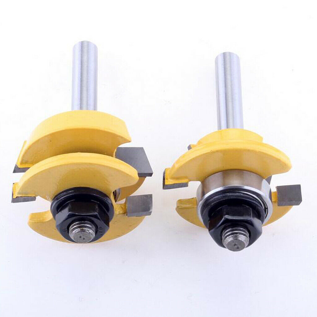 2Pcs 8mm Shank Matched Tongue and Groove Router Bit Woodworking Cutter Tools
