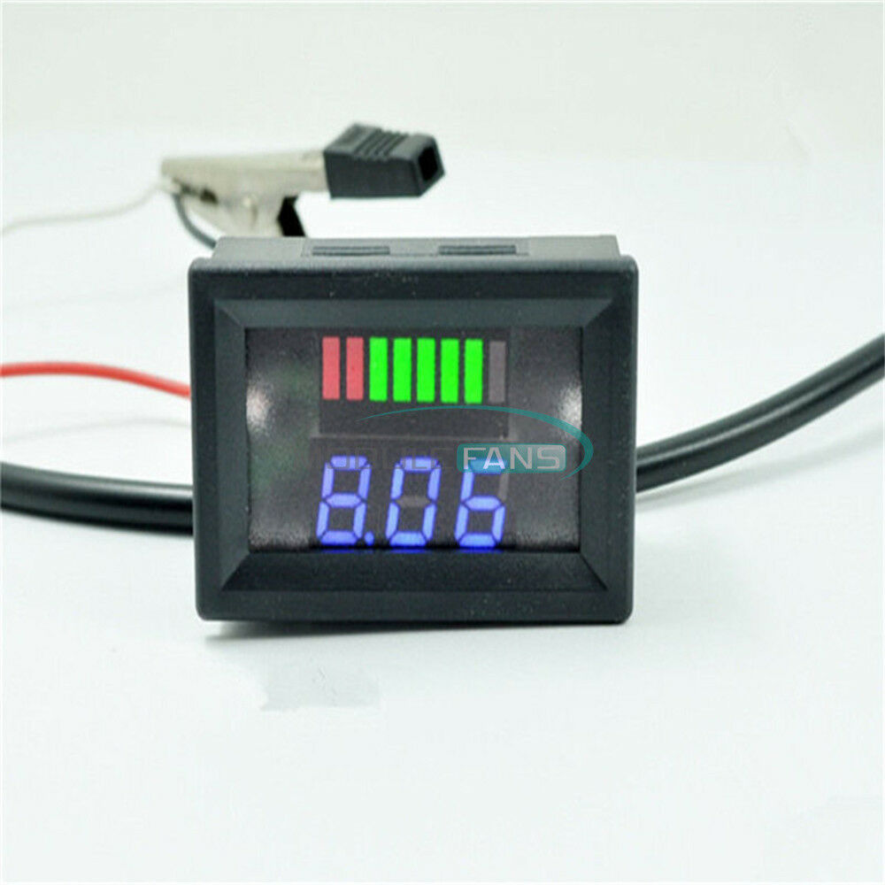 For 12V Lead-acid Battery Charge Level Blue Indicator Voltmeter Stable
