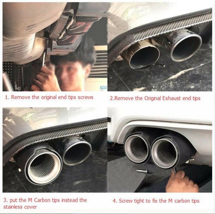 Real Carbon Fiber Exhaust Pipe Trim Tip OUTLET: 93mm 3.66inch INLET:60mm 2.4inch