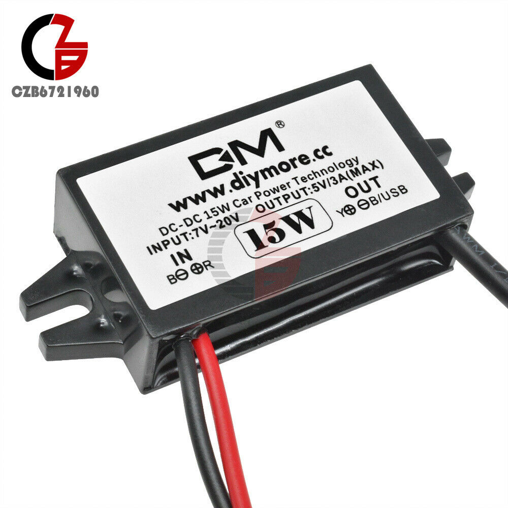 DC-DC Voltage Regulator 12V to 5V 3A 15W Mini USB 5 Pin Cable for Car Charger