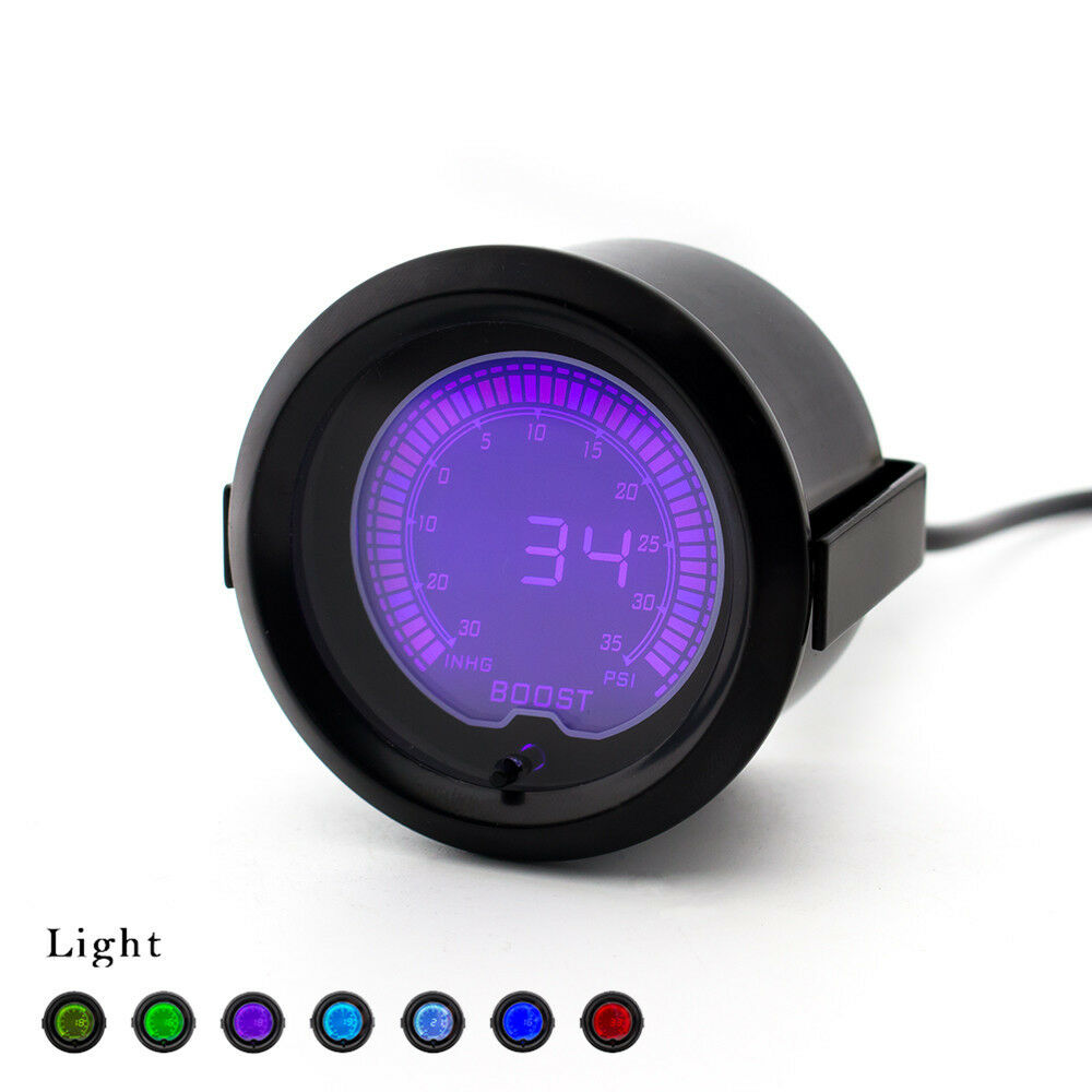 2" 52mm Car Digital LED Turbo Boost Vacuum Pressure Gauge Meter 35 Psi 7 Colors