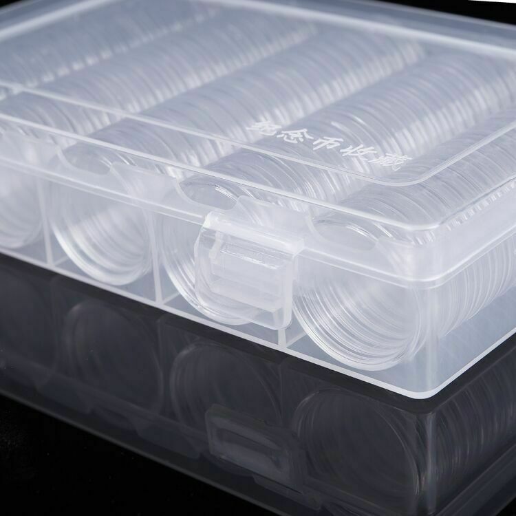 Coin Capsules Wooden Display Storage Box Case Holder Collectible Supplies 100Pcs