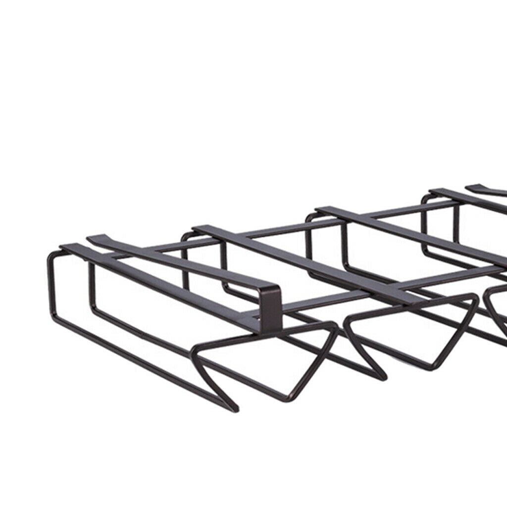 1pc Metal Under Cabinet Wine Glass Holder for Kitchen Bar Anti-Rust Black
