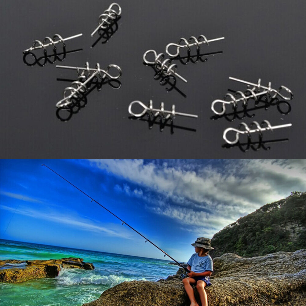 100pcs Soft Lure Baits Hook Pin Spring Fixed Lock Fishing Screw Needle Worm DD