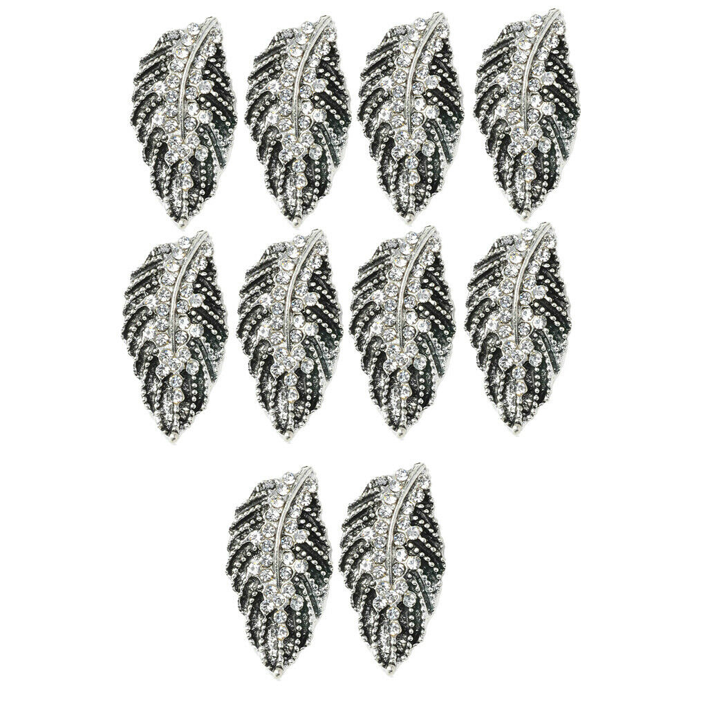 10pcs Flatback Crystal Rhinestone Leaf Wedding Decor Buttons Embellishments