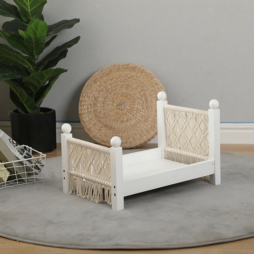 Baby Props Baby Crib White Solid Wood Detachable Mini Bed Background Accs