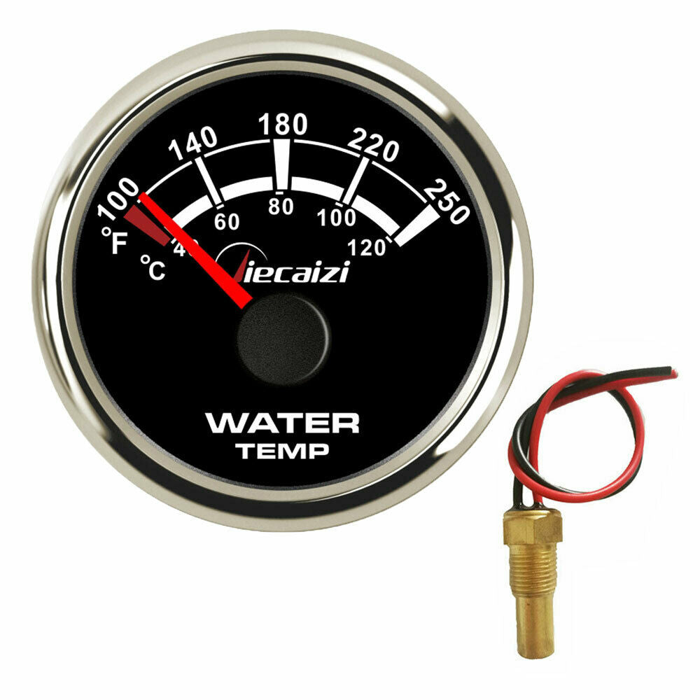 black water temp gauge with sender 100-250F 40-120C 287.4-22.4ohm for car marine