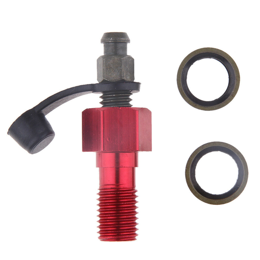 Red Brake Caliper 10mm M10 x 1.25mm Banjo Bolt Bleed Nipple for Suzuki