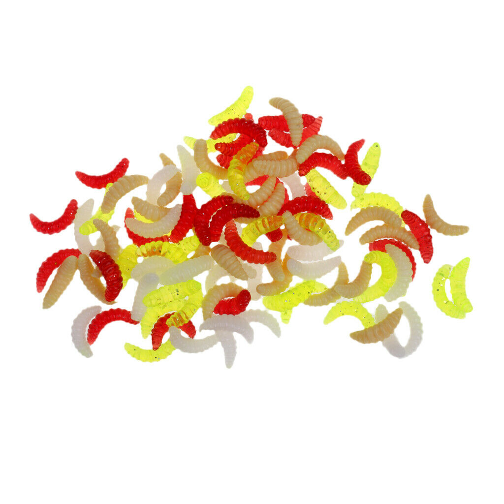 100pcs Silicone Colorful Maggots EarthWorm Soft Lures Fishing Tackle Baits