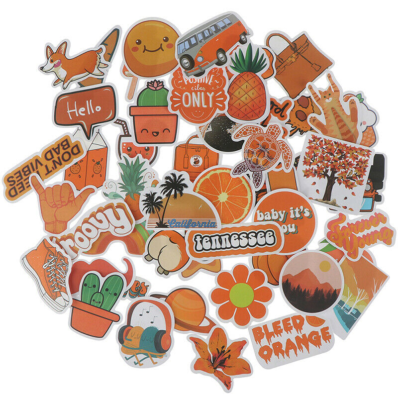 50X Orange Stickers Skateboard Laptop Luggage Guitar Bike Car Bomb Decals_DD