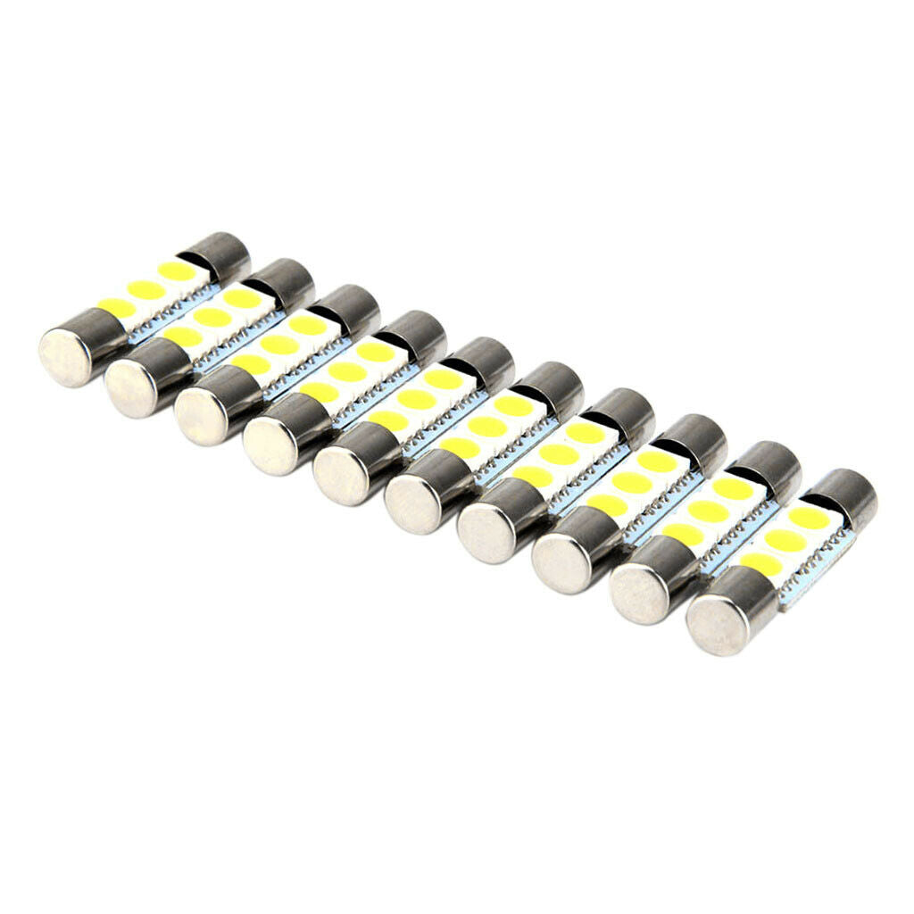 10X White Festoon 28mm-31mm Fuse 5050 3SMD SunVisor Vanity Mirror LED Lights