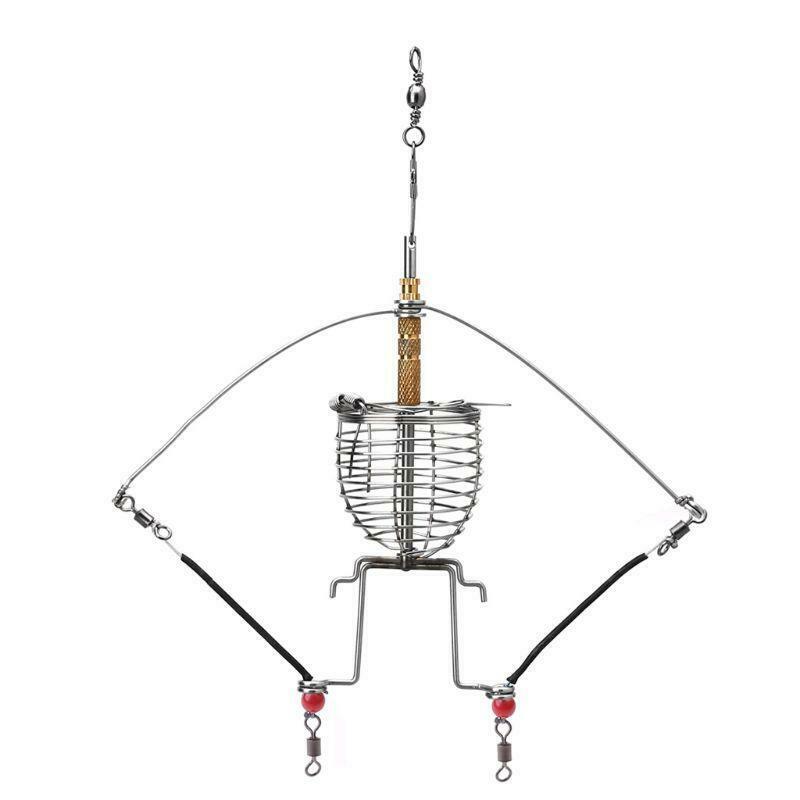 Fishing Feeder Automatic Tackle Multi Functional Launcher Trap Spring Cage Hook