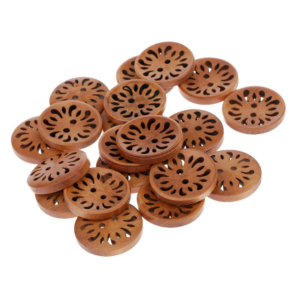 20pcs Wooden Flower Shaped Buttons 2 holes 23mm DIY Sewing Buttons Craft